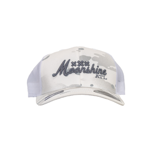Moonshine Embroidered White Camo Hat