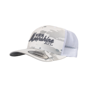 Moonshine Embroidered White Camo Hat