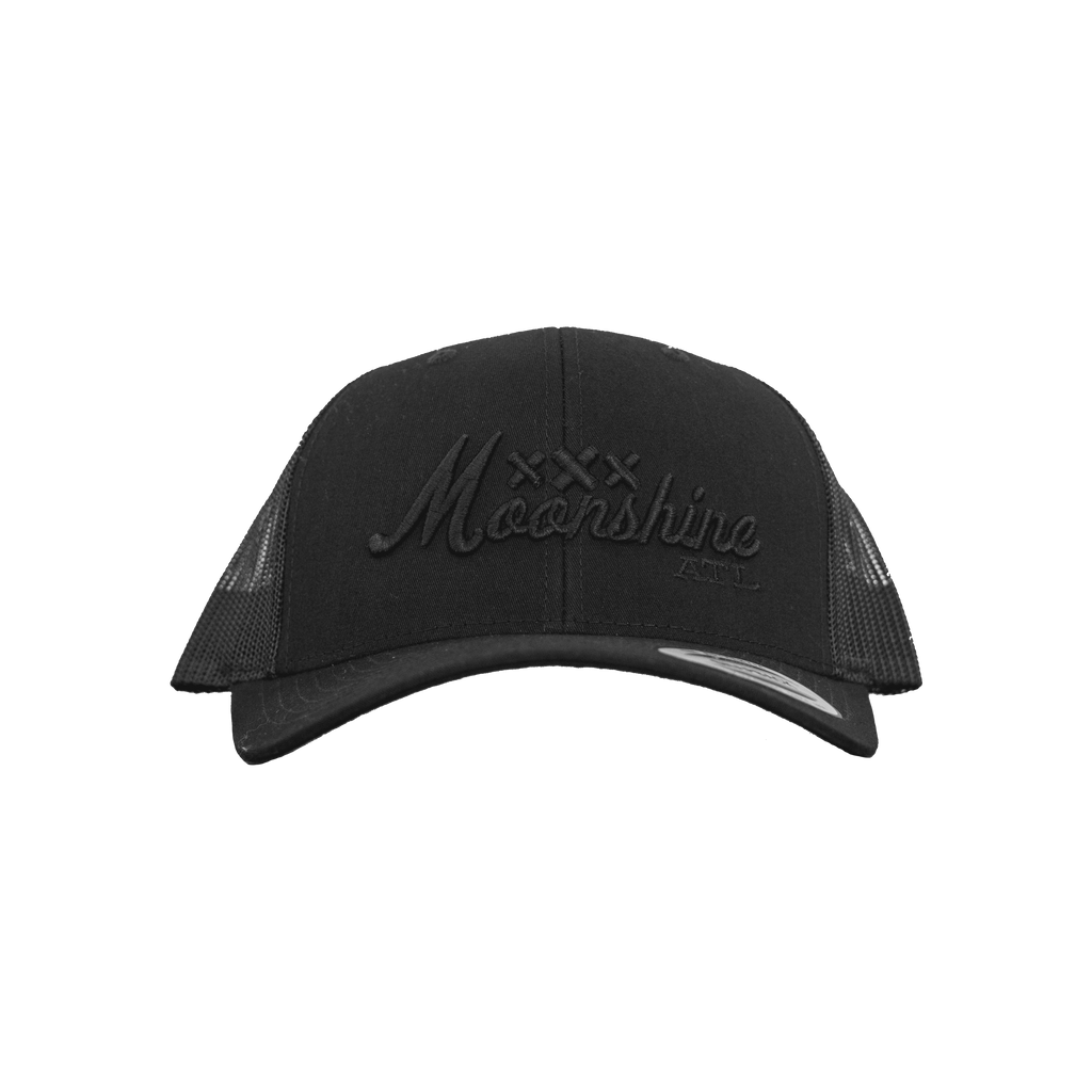 Moonshine Classic Black-On-Black Snapback Flat Bill Hat