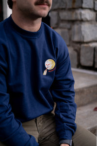 Model wearing a Moonshine Moonman Embroidered Sweatshirt